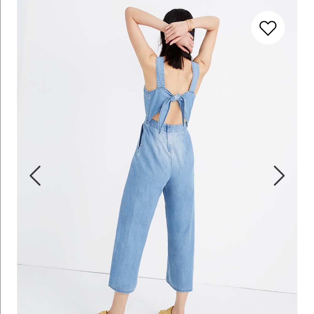 Madewell Denim Apron Bow Back Jumpsuit